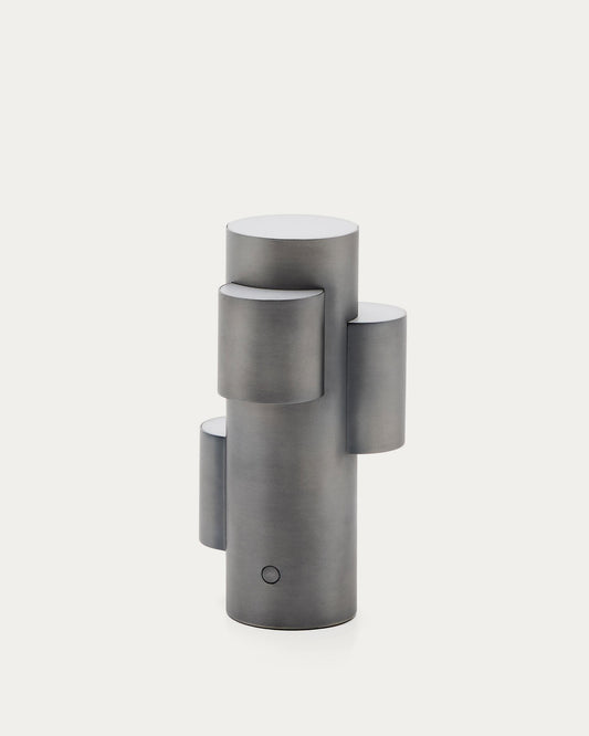 Adra portable LED table lamp made of dark gray metal with a brushed finish