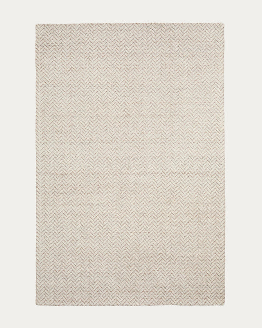 Calira beige woven wool jacquard carpet 300 x 200 cm