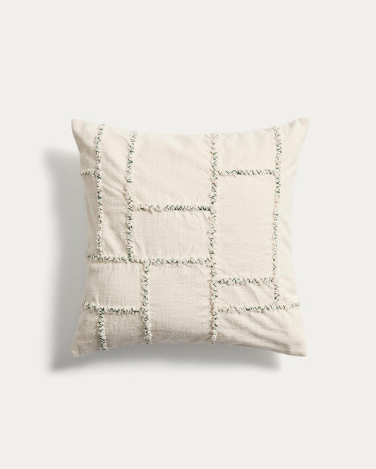 Cushion cover Verion with geometric embroidery in green color 45 x 45 cm
