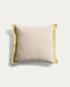 Disea linen cushion cover, beige with yellow detail, 45 x 45 cm