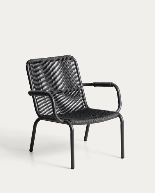 Salis armchair made of aluminum, graphite and dark gray synthetic rope
