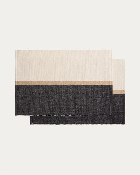 Tari set of 2 individual placemats 100% cotton, black 35 x 50 cm
