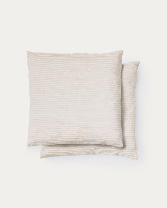 Windy set of two 100% cotton ecru cushion covers with fantastic stripes 50 x 50 cm