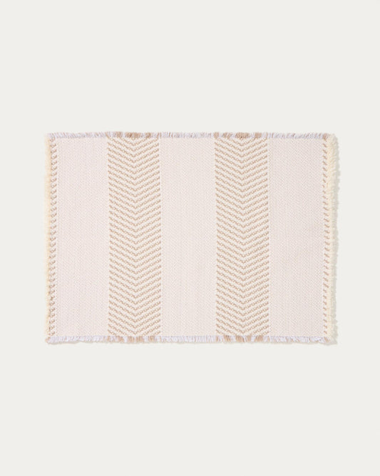 Bina bathroom rug made of 100% cotton structured ecru jacquard 50 x 70 cm