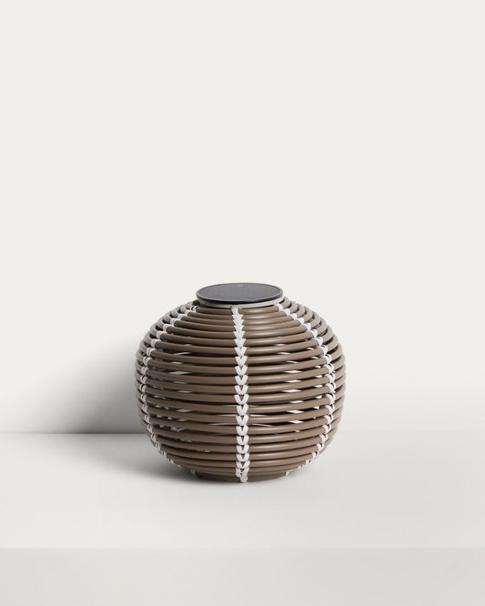 Solar table lamp for outdoor use Garoina LED made of synthetic rattan, top Ø25 cm