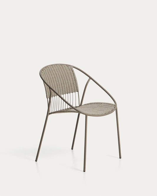 Outdoor folding chair Atrani made of galvanized steel and rope in the color topo