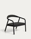 Derile armchair in solid oak wood, black finish and black paper braid, FSC 100%