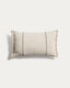 Lidore linen cushion cover, beige with contrasting green stripes, 30 x 50 cm
