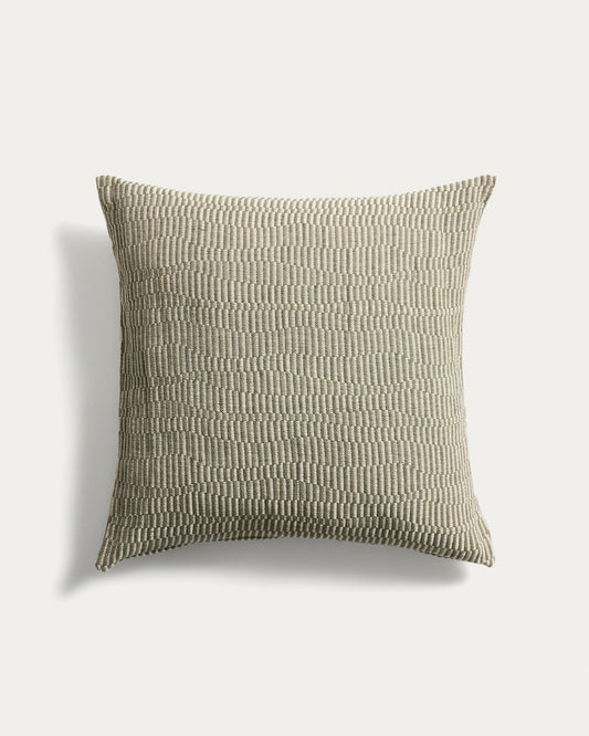 Nerel cushion cover made of cotton and linen, jacquard, green, 50 x 50 cm