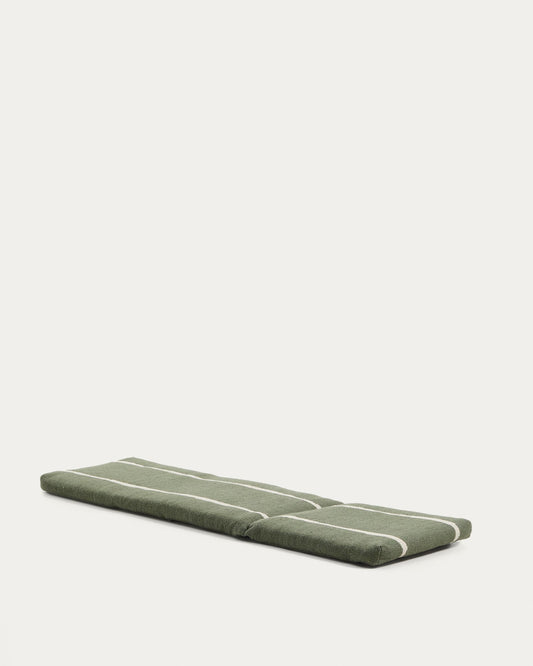 Daila green 100% PET sun lounger cushion with Ikat graphic 50 x 175cm