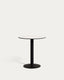 Esilda round outdoor table in white with metal leg in a painted black finish, Ø 70 x 70 cm