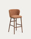 Ciselia stools in terracotta thick chenille, solid ash legs with walnut finish FSC Mix Credit 75 cm