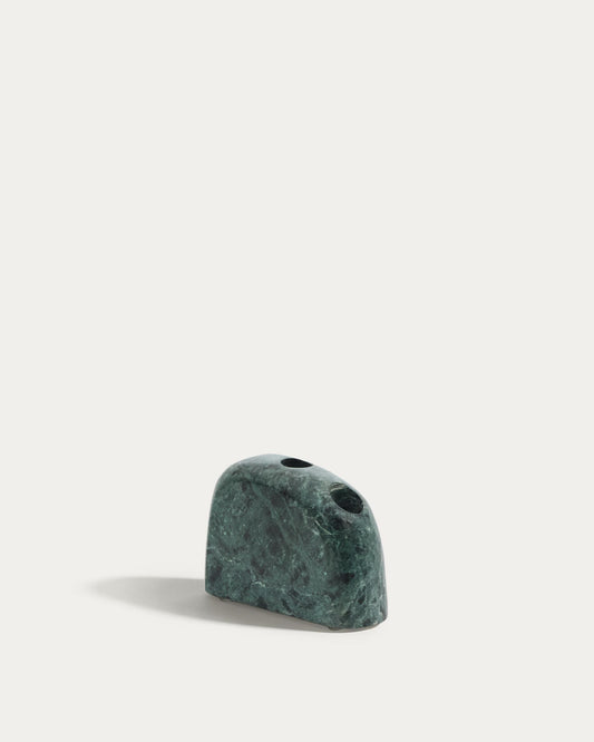Signe, medium size green marble candle holder, 10 cm
