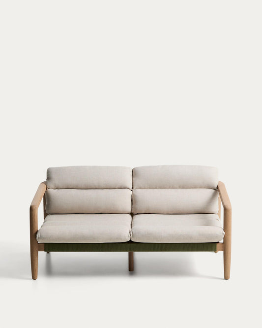 SS26COL3 Sofa made of solid acacia wood and dark green rope 136 cm FSC 100%