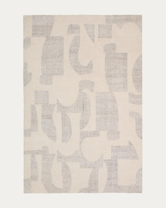Norela gray wool blend jacquard rug 300 x 200 cm