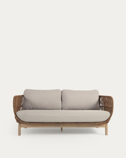 Catalina sofa made of beige cord and solid acacia wood, 170 cm FSC 100%