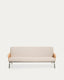 Amsen beige chenille three-seat sofa made of oak plywood with brushed stainless steel legs 205cm