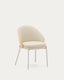 Eamy chair in beige polyurethane, ash veneer with natural finish and beige metal