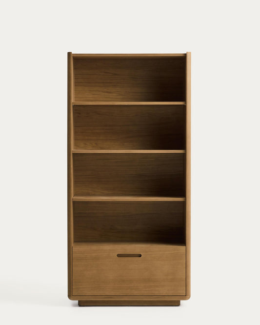 Arelida shelf made of veneer and solid oak wood, light brown finish, 90 x 185 cm