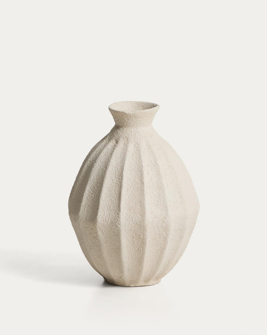 Vase Arquena made of waving paper beige 46 cm