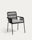 Samanta stackable chair in black cord with galvanised steel legs