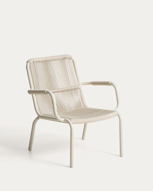 Salis armchair made of aluminum, topo and synthetic rope beige