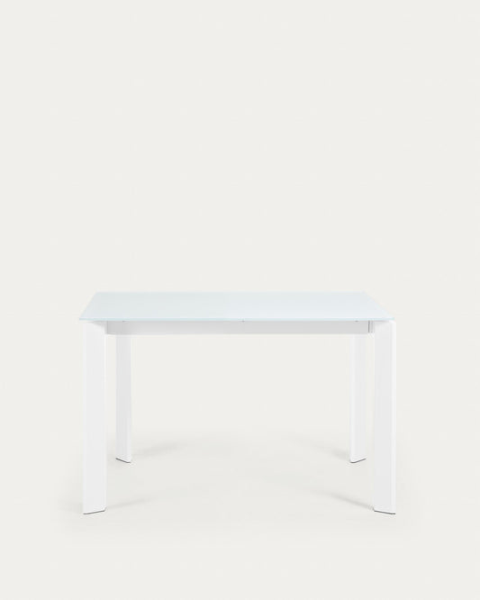 Axis white extendable glass with white steel legs 120 (180) cm