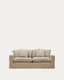 Nora sofa with dark red linen and cotton cushions 240 cm