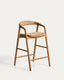 Derile stool in solid oak wood with natural-tone finish and beige paper rope cord FSC Mix Credit 65 cm
