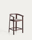 Erice bar stool made of aluminum and braided ropes in brown color, 65 cm