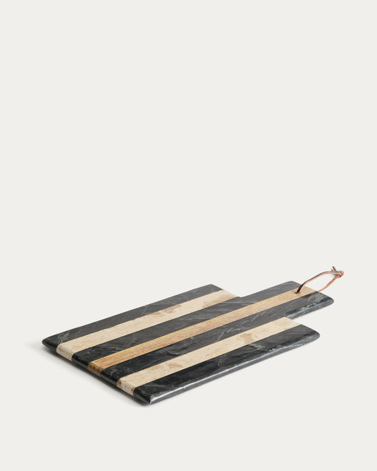 Surne poslužavnik od crnog, braon i bež mermera 30 x 23 cm