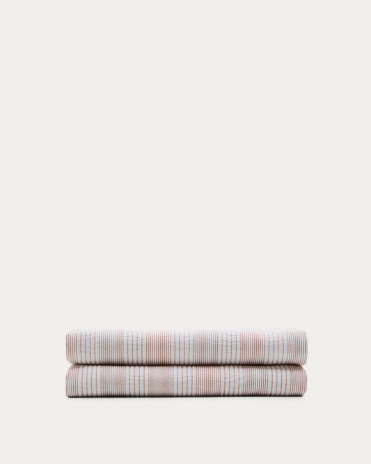 Macie orange and beige striped 100% cotton bedspread 90/135 cm