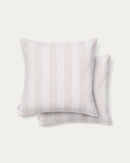 Macie set of 2 red and beige striped cushion covers 100% cotton 50 x 50 cm