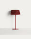 Solar table lamp Aldet for outdoor spaces made of flat cord with metal base, terracotta color