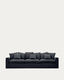 Nora 4-seater sofa with removable cover and anthracite gray fabric and cotton cushions 340 cm