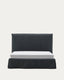 Anthracite grey linen and cotton Jaira bed with removable cover for a 160 x 200 cm FSC Mix Credit mattress
