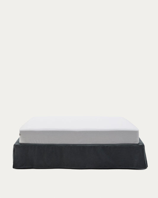 Anthracite gray linen and cotton Jaira base with removable cover for mattress 180 x 200 cm