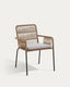 Samanta stackable chair in beige cord with galvanised steel legs
