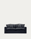 Nora sofa with cover and gray anthracite linen and cotton cushions 240 cm