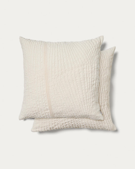 Raylo set of 2 pillowcases 100% cotton with structure and stripes 50 x 50 cm