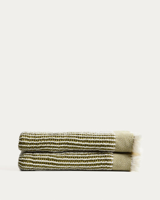 Lideba blanket made of cotton with green stripes 100 x 170 cm