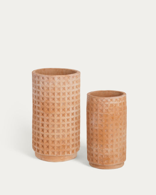 Complete set of 2 terracotta pots, Ø 34 cm / Ø 25 cm