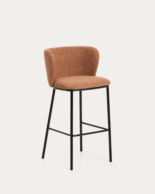 Ciselia terracotta coffee table thick chenille cover with steel legs in black, FSC Mix Credit 75 cm