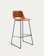 Bar stool Zahara made of brown synthetic leather, height 76 cm FSC 100%