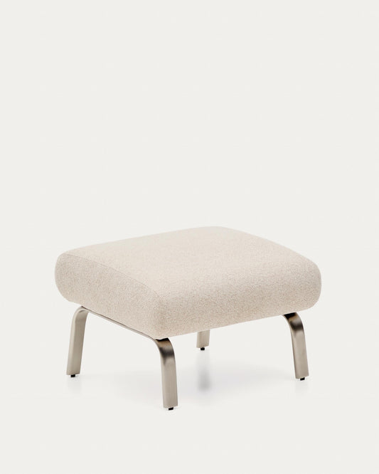 Amsen beige footstool with brushed stainless steel legs 68 x 55 cm