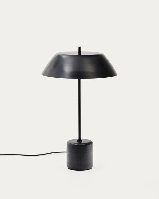 Sayra table lamp made of black marble and metal in black color