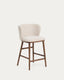 Ciselia stool in beige thick chenille with solid ash legs with walnut finish FSC Mix Credit 65 cm