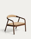 Derile armchair in solid oak wood, walnut finish and beige paper braid, FSC 100%