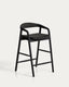 Derile stool in solid oak wood with black finish and black paper rope cord FSC Mix Credit 65cm