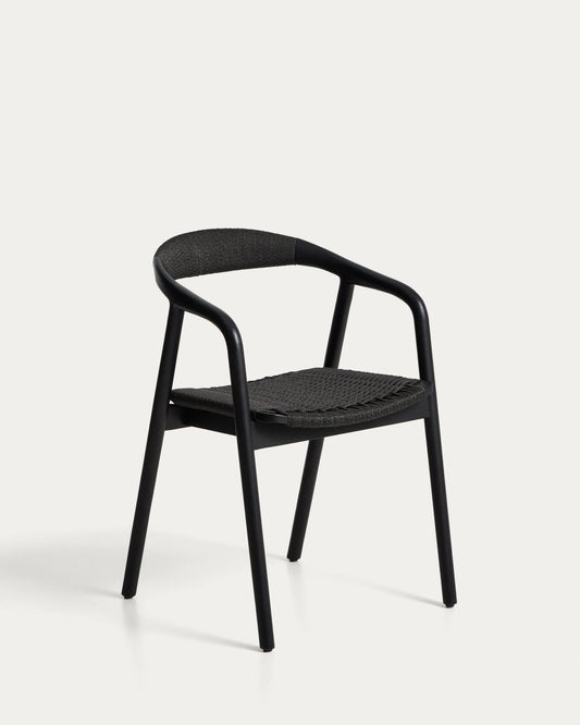 Derile chair in solid oak with black finish and black paper braid FSC 100%